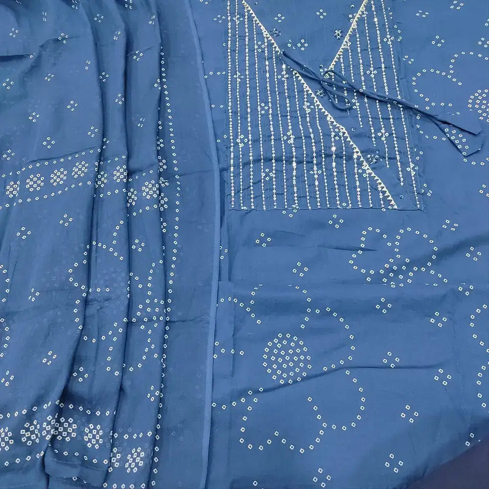 Blue bandhini printed mul cotton salwar material ap251311-Neidhal