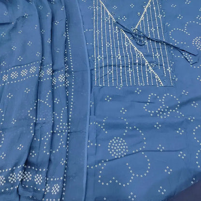 Blue bandhini printed mul cotton salwar material ap251311-Neidhal
