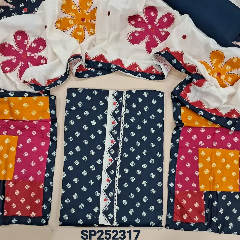 Blue bandhini printed satin cotton salwar material SP252317-Neidhal