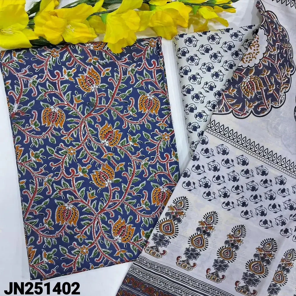 Blue base printed pure cotton salwar material jn251402-Neidhal