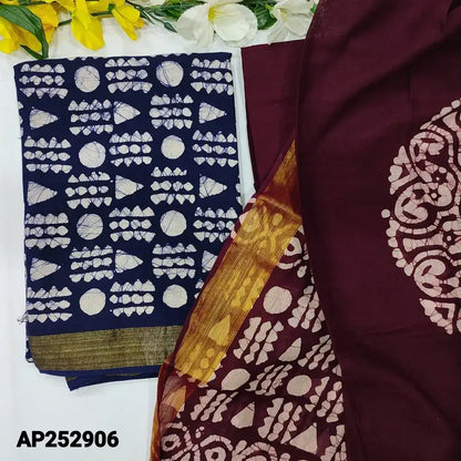 Blue batik cotton salwar material ap252906-Neidhal