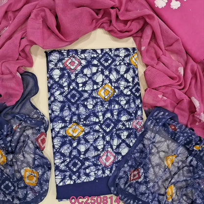 Blue batik dyed cotton salwar material OC250814-Neidhal