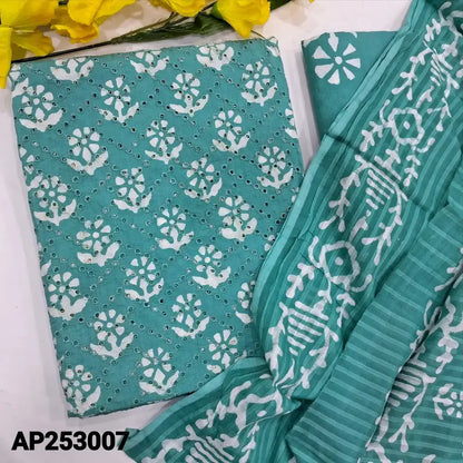 Blue batik haccoba embroidered cotton salwar material ap253007-Neidhal