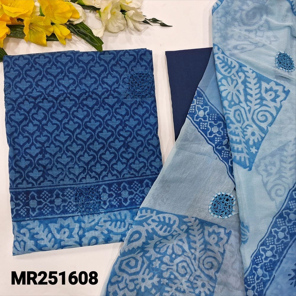 Blue block printed fancy super net salwar material mr251608-Neidhal