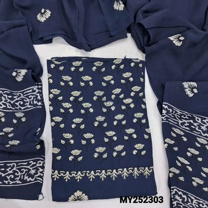 Blue block printed maslin salwar material my252303-Neidhal