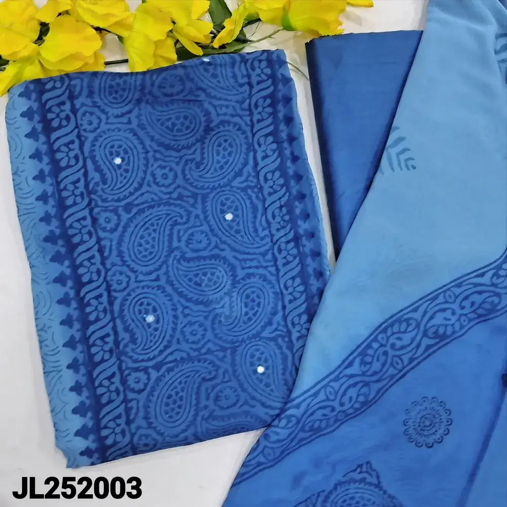 Blue block printed semi georgette salwar material jl252003-Neidhal
