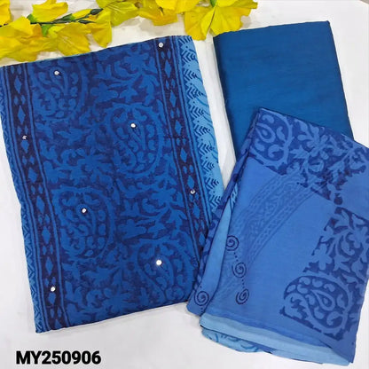 Blue block printed semi georgette salwar material my250906-Neidhal