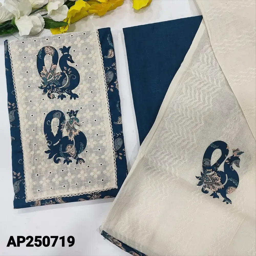 Blue block printed soft cotton salwar material ap250719-Neidhal