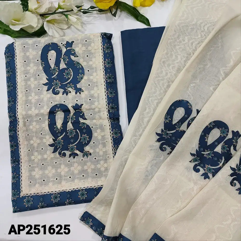 Blue block printed soft cotton salwar material ap251625-Neidhal