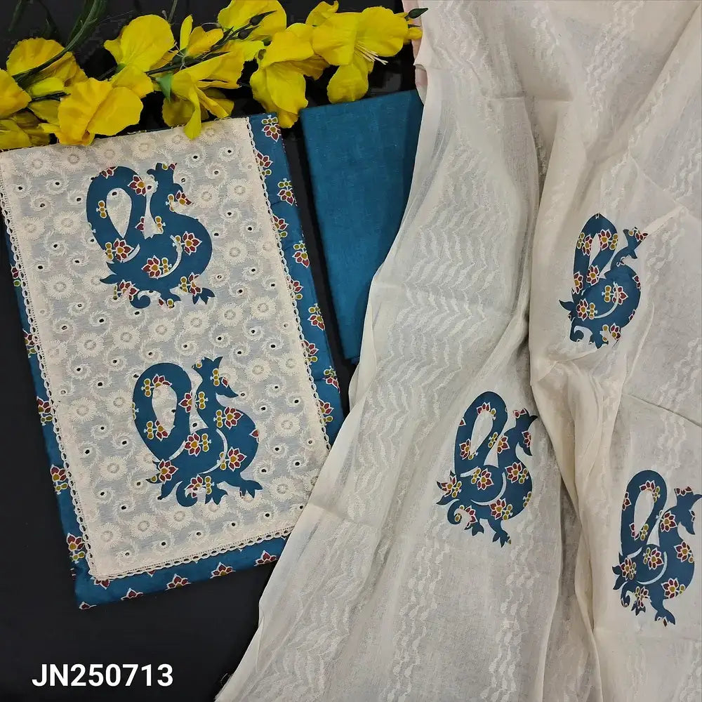 Blue block printed soft cotton salwar material jn250713-Neidhal