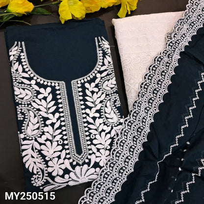 Blue chikankari embroidered mul cotton salwar material my250515-Neidhal