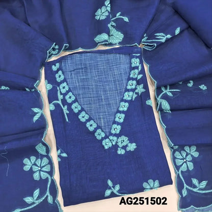 Blue designer digital printed pure linen salwar material ag251502-Neidhal