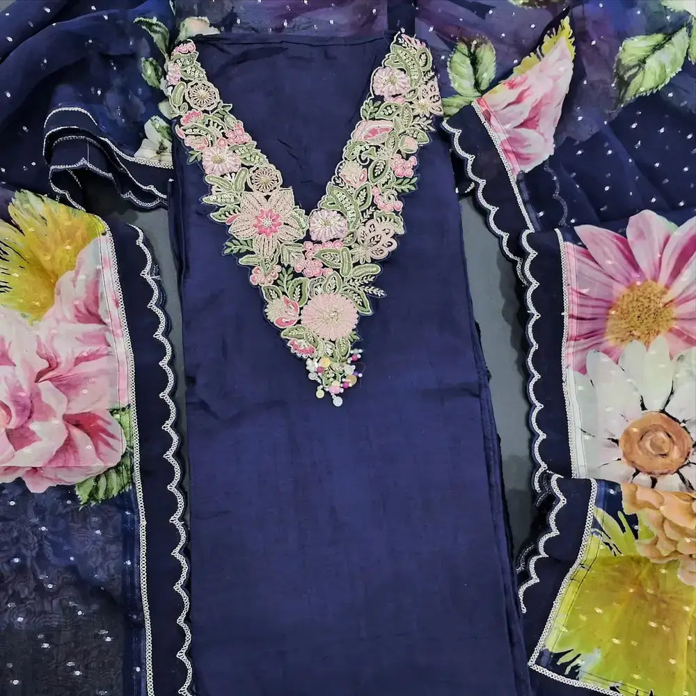 Blue designer dola silk salwar material my252703-Neidhal