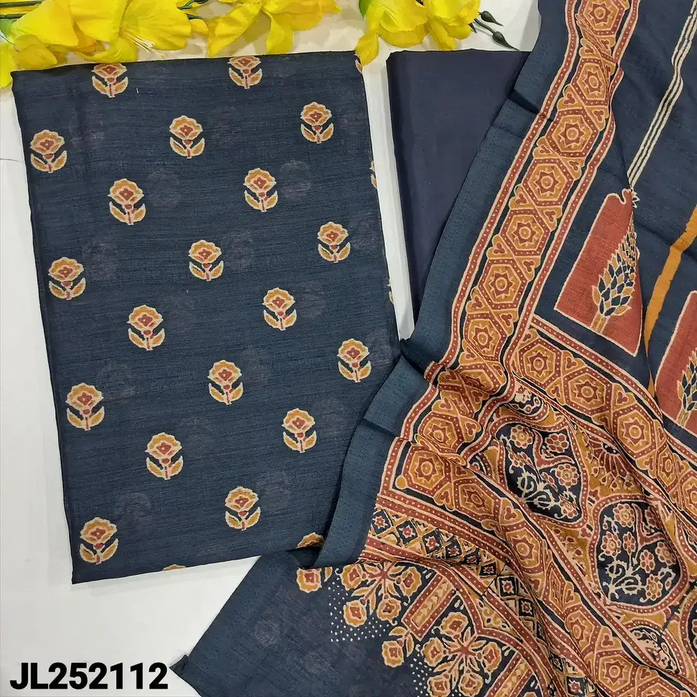 Blue designer floral printed semi jute silk salwar material jl252113-Neidhal