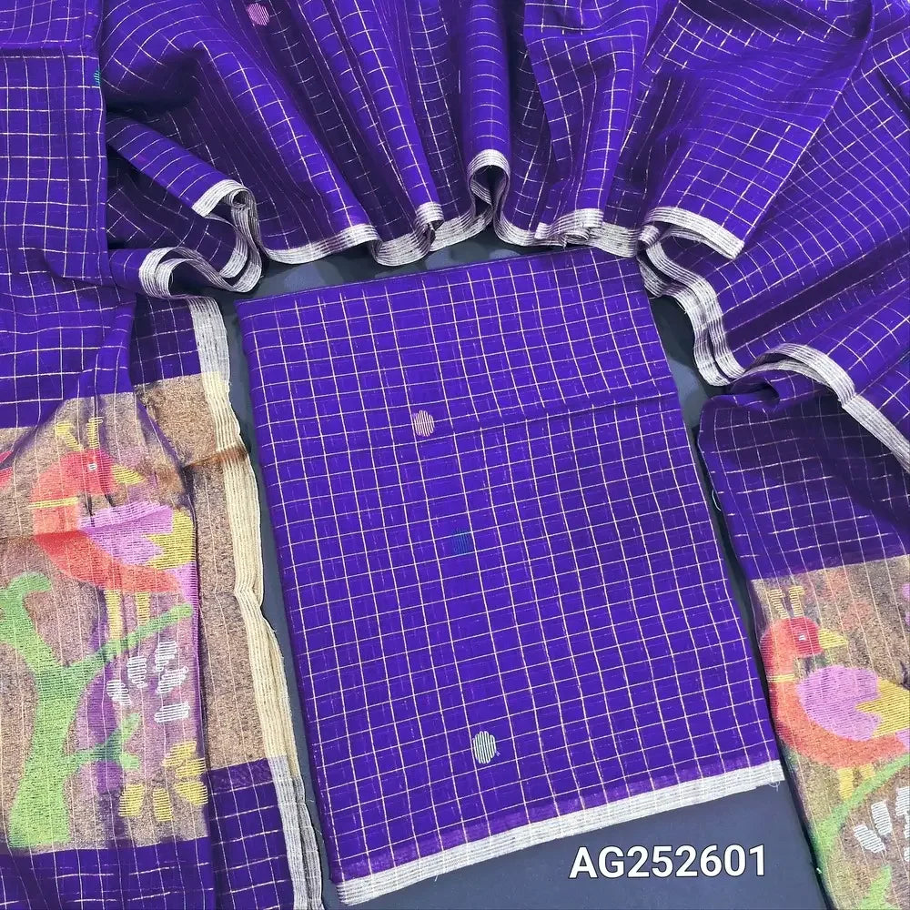 Blue designer muslin jamdani salwar material ag252601 Neidhal