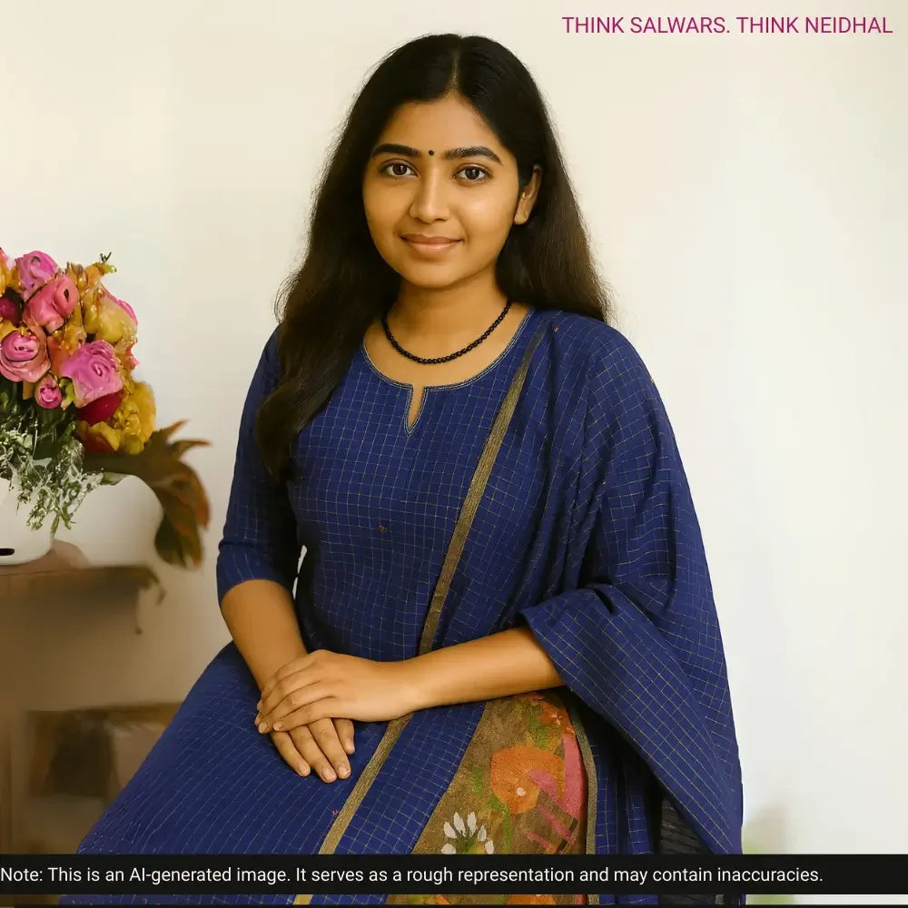 Blue designer muslin jamdani salwar material ag252601 Neidhal