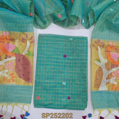 Blue designer muslin jamdani salwar material SP252202-Neidhal