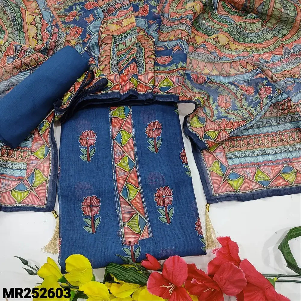Blue digital floral printed silk cotton salwar material mr252603-Neidhal