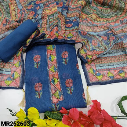 Blue digital floral printed silk cotton salwar material mr252603-Neidhal