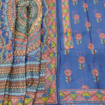 Blue digital floral printed silk cotton salwar material mr252603-Neidhal