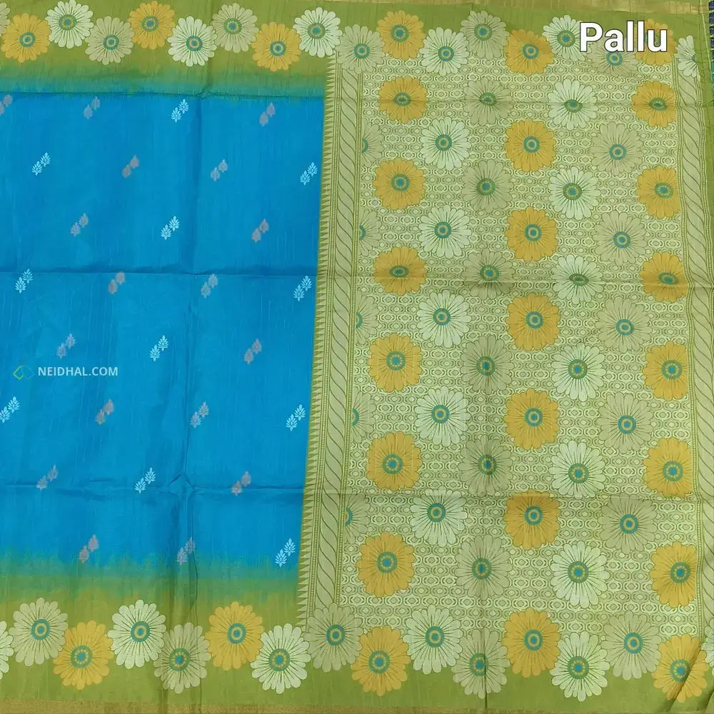 Blue digital printed fancy chappa silk saree ns163-Neidhal