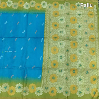 Blue digital printed fancy chappa silk saree ns163-Neidhal