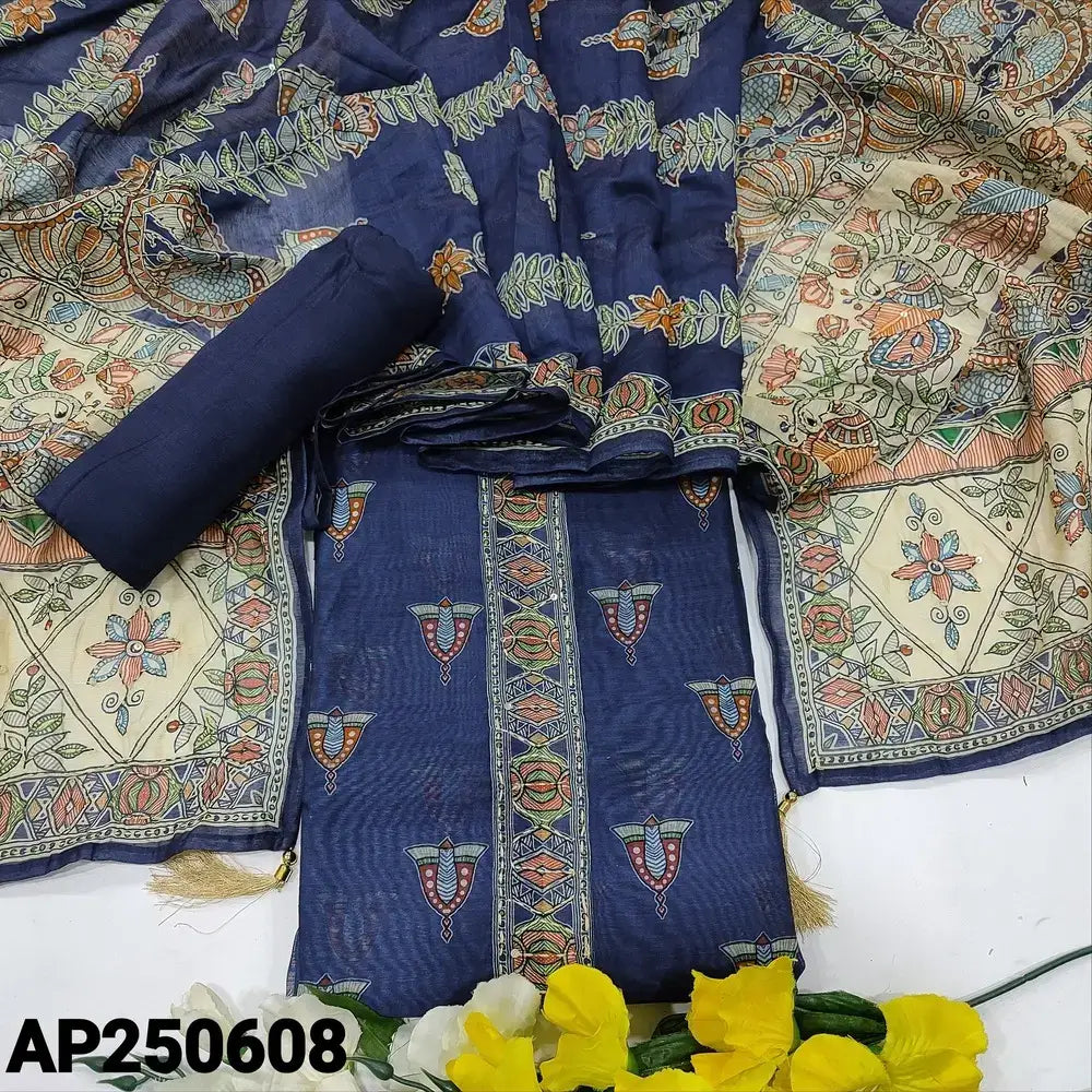 Blue digital printed silk cotton salwar material ap250608-Neidhal
