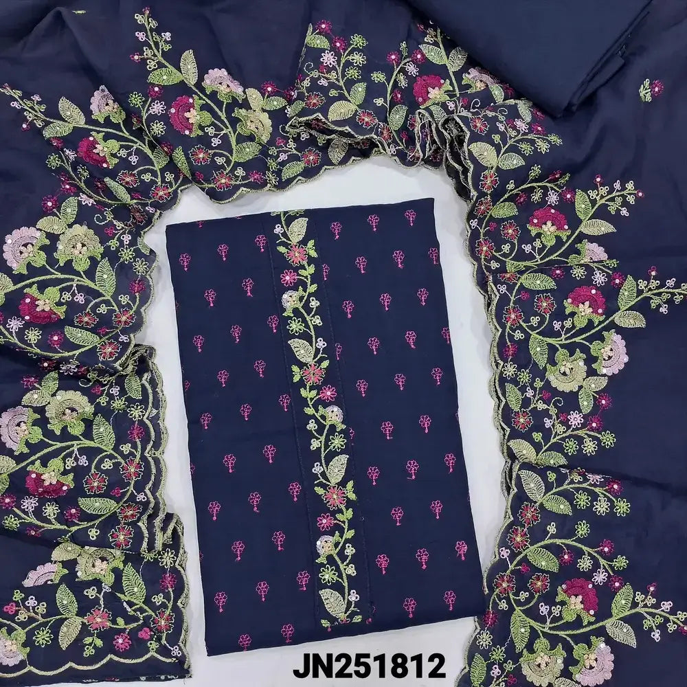 Blue embroidered maslin silk salwar material jn251812-Neidhal