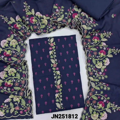 Blue embroidered maslin silk salwar material jn251812-Neidhal