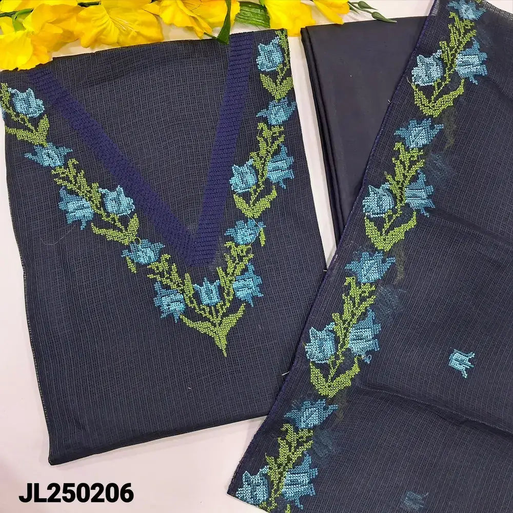 Blue fancy kota silk cotton salwar material jl250206-Neidhal