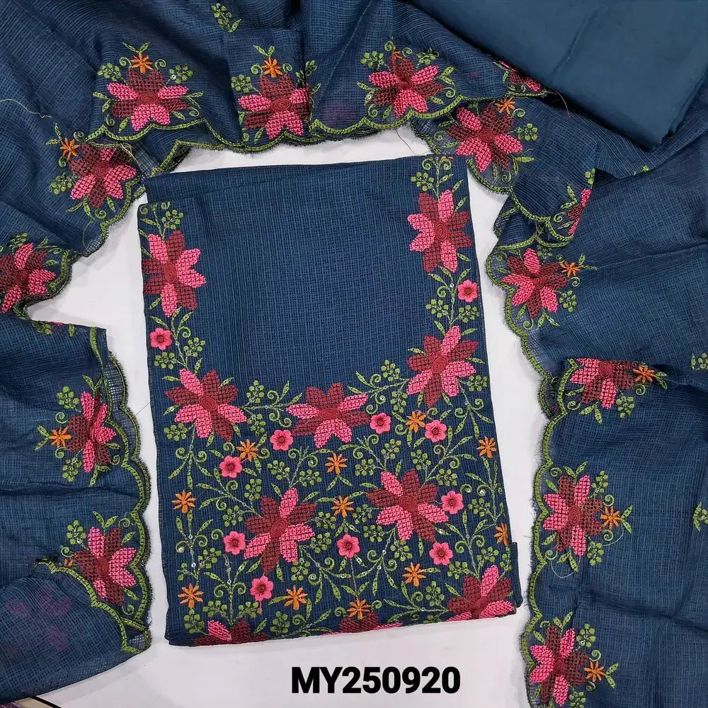 Blue fancy kota silk cotton salwar material my250920-Neidhal