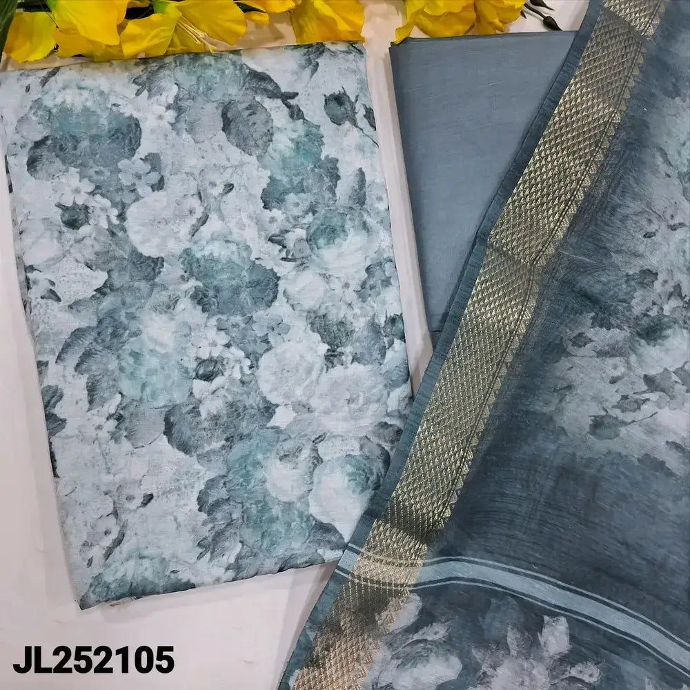 Blue floral printed fancy silk cotton salwar material jl252105-Neidhal