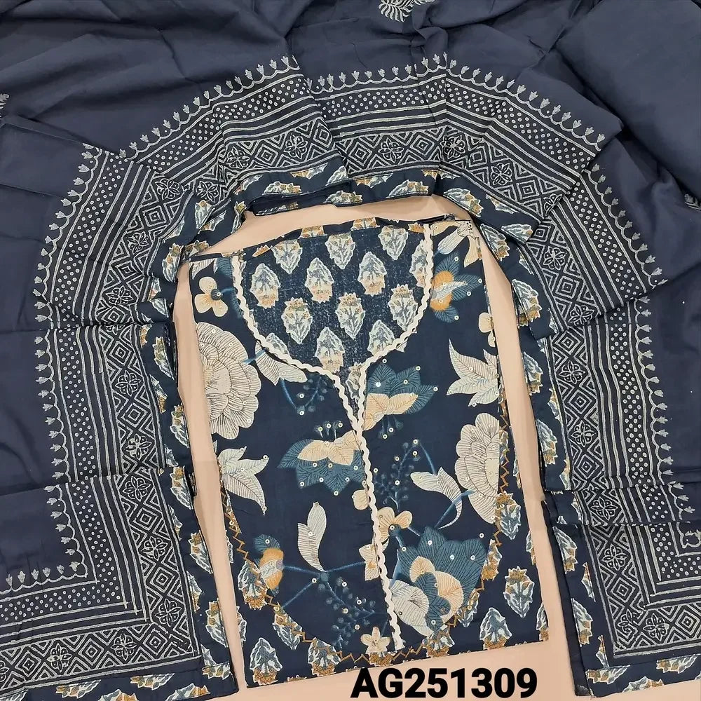 Blue floral printed pure cotton salwar material ag251309-Neidhal