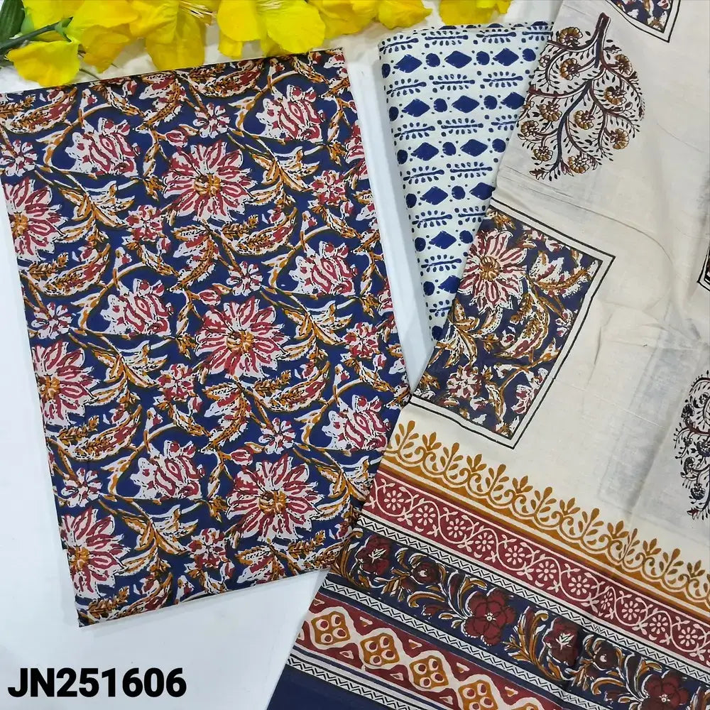 Blue floral printed pure soft cotton salwar material jn251606-Neidhal