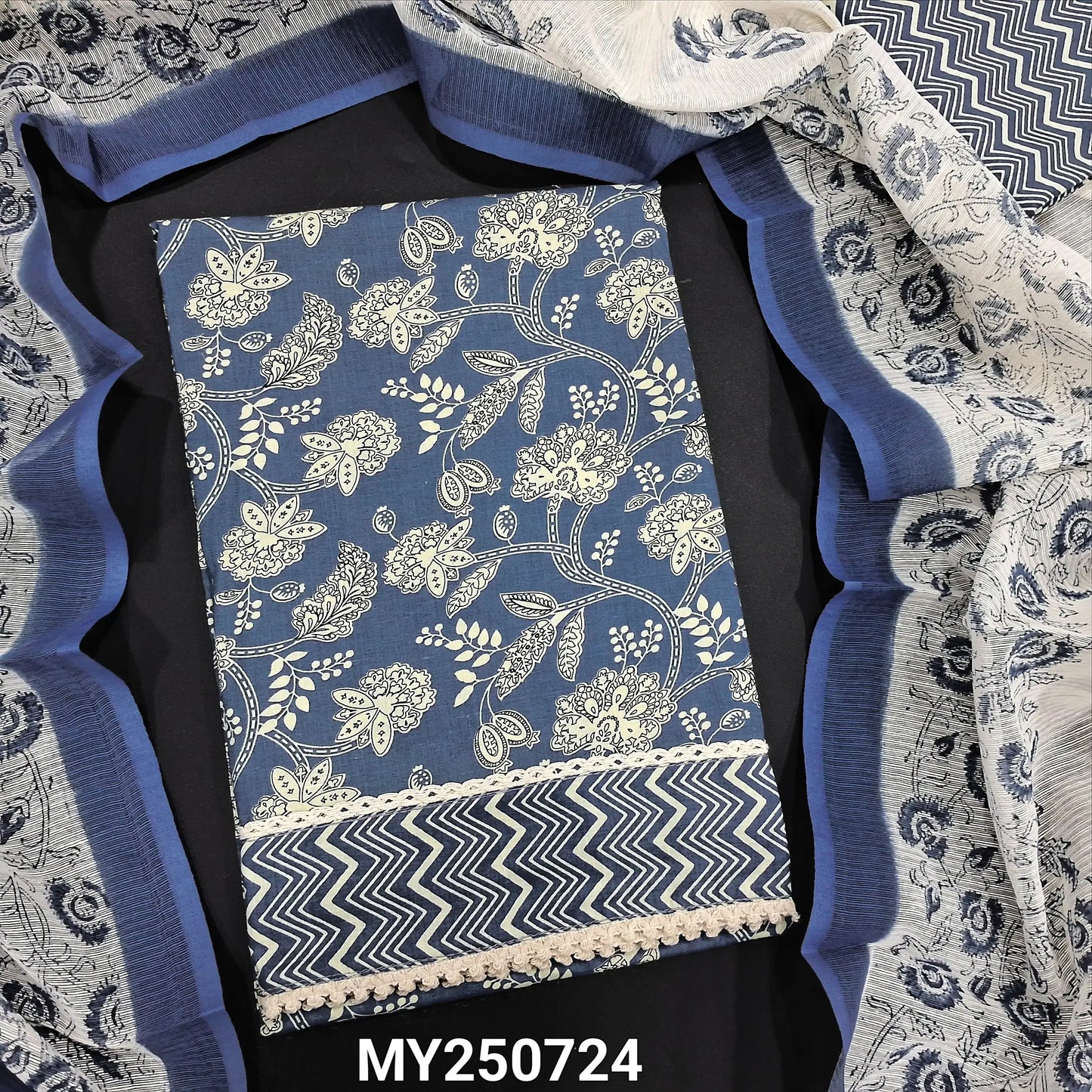 Blue floral printed soft cotton salwar material my250724-Neidhal