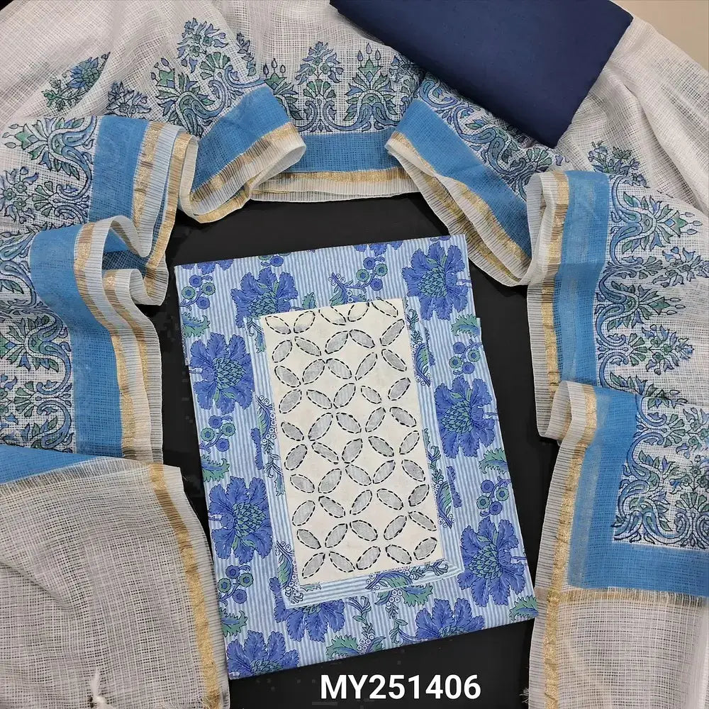 Blue floral printed soft cotton salwar material my251406-Neidhal