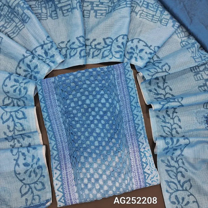 Blue hand block printed premium super net salwar material ag252208 Neidhal