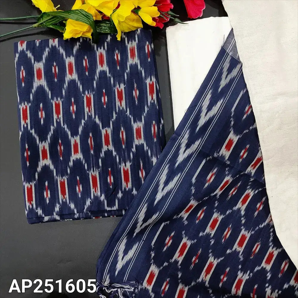 Blue ikat woven handloom cotton salwar material ap251605-Neidhal