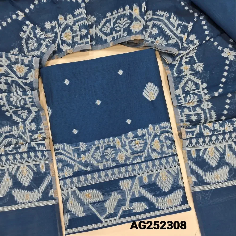 Blue jamdani woven premium silk cotton salwar material ag252308 Neidhal