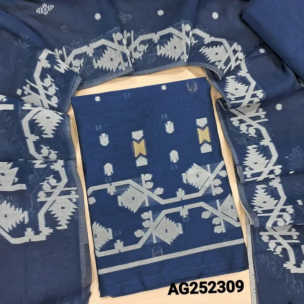 Blue jamdani woven premium silk cotton salwar material ag252309 Neidhal