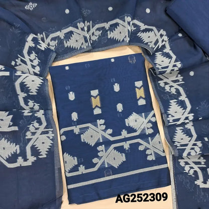 Blue jamdani woven premium silk cotton salwar material ag252309 Neidhal