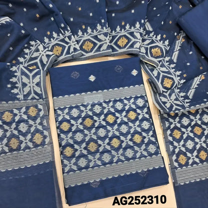 Blue jamdani woven premium silk cotton salwar material ag252310 Neidhal
