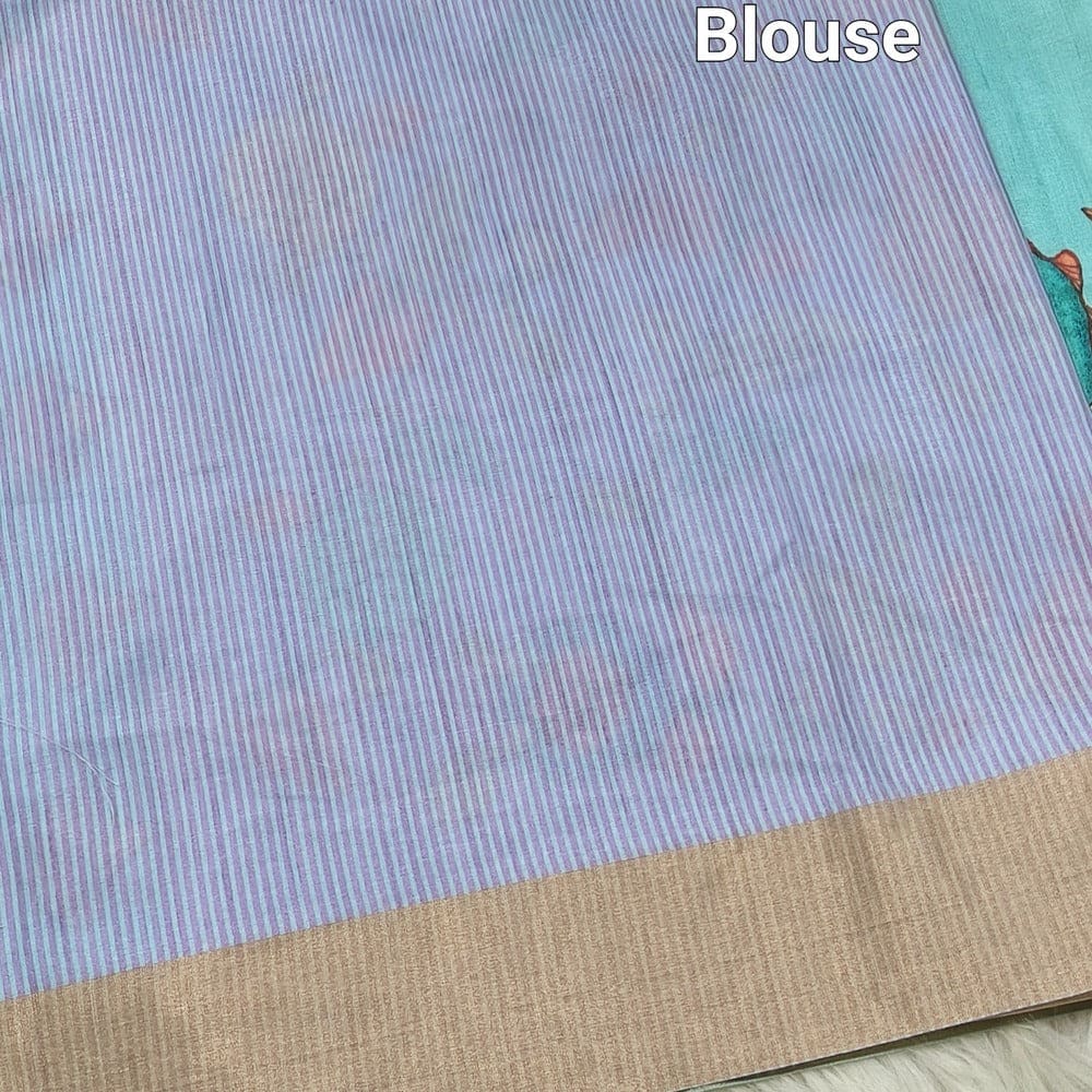 Blue kalamkari fancy soft silk saree ns105-Neidhal