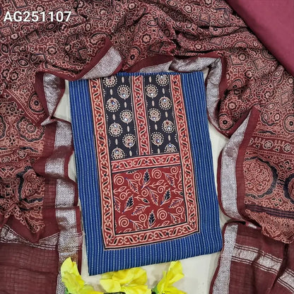 Blue kantha cotton salwar material ag251107-Neidhal