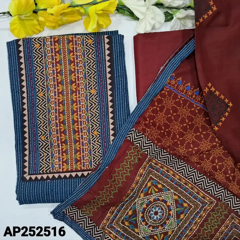 Blue kantha cotton salwar material ap252516-Neidhal