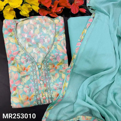 Blue leafy printed malai jakard cotton salwar material mr253010-Neidhal