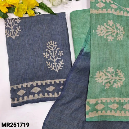 Blue original wax batik bagalpuri jute silk cotton salwar material mr251719-Neidhal