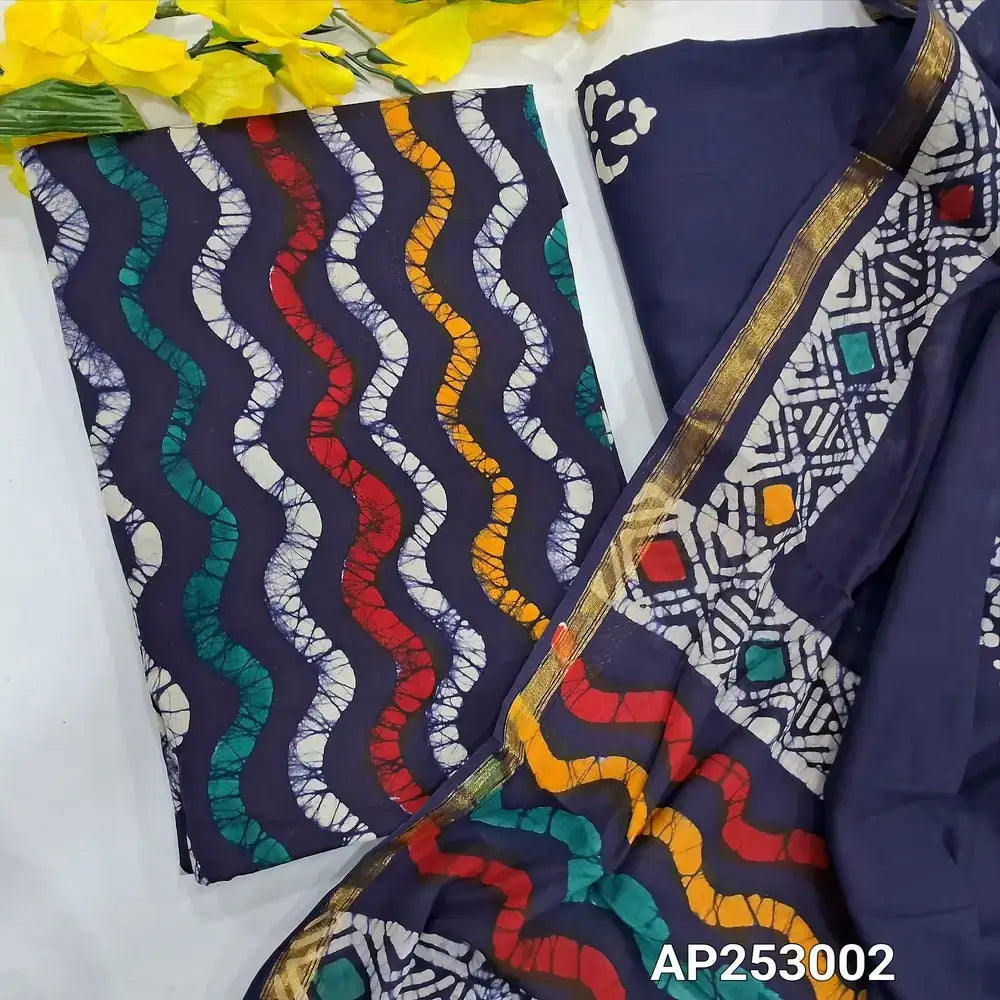 Blue original wax batik cotton salwar material ap253002-Neidhal