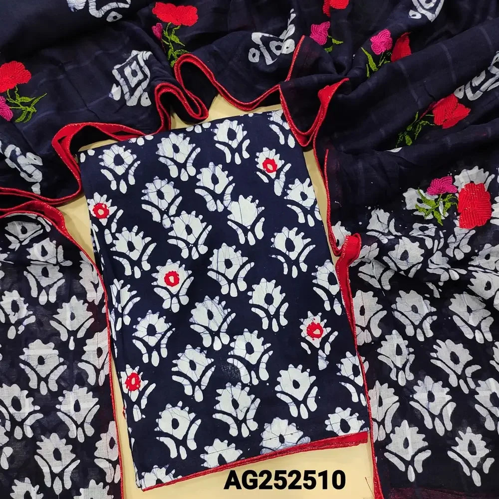 Blue original wax batik dyed pure cotton salwar material ag252510 Neidhal