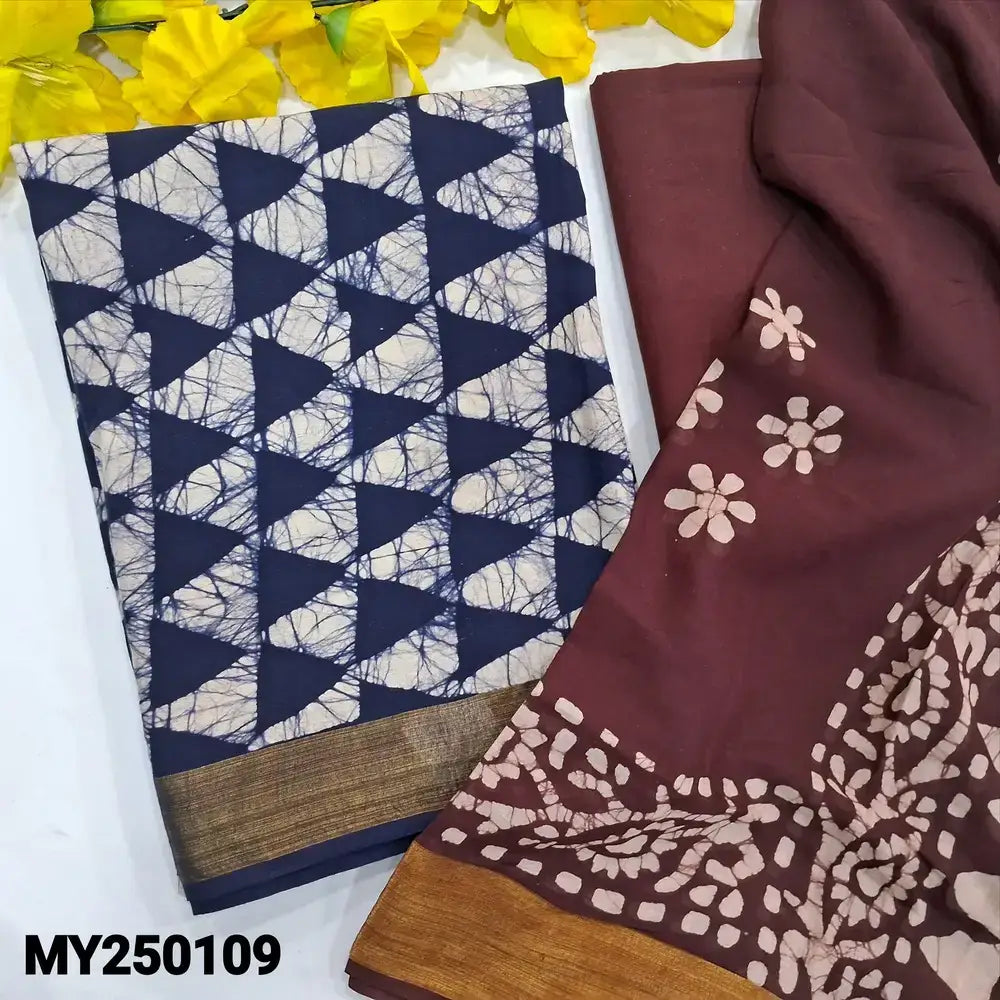 Blue original wax batik soft cotton salwar material my250109-Neidhal